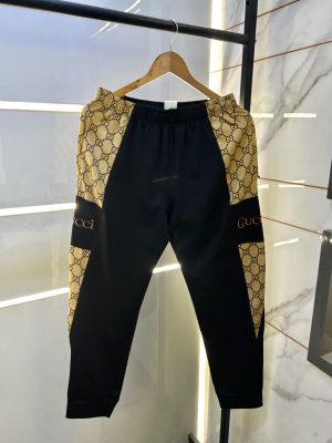 Gucc Black Monogram Super Premium Track Pant With Brand Carry Bag F5053-BL