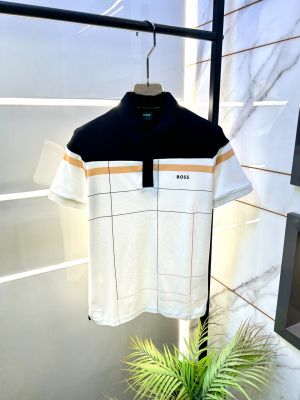 Hug Boss White Collar Neck Premium Polo T-shirt F3165-WH