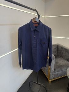 Heermes linen cotton imported shirt blue