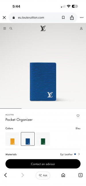 Louiis Vuitton Bleu L-8 Unisex Pocket Organiser With OriginalBox DustCover & Brand Tags Highend