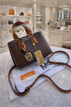Michaell_Kors Emma Medium Satchel BAG With Box & Dust Bag & Sling Belt