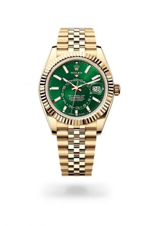 SKY DWELLER full gold green dial limited edition.