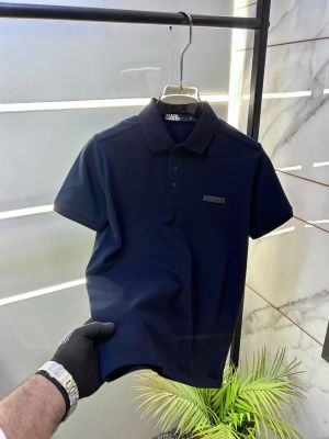 Karl Lagerfeld NAVY Polo Premium Collar Neck T-shirt F3931-NY