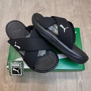 PUMMAA Softride Seave Slipper Cross Strap Slide Black