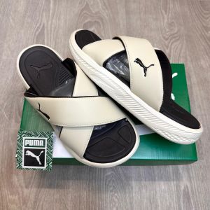PUMMAA Softride Seave Slipper Cross Strap Slide Cream Brown