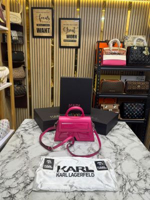 Karl_Lagerfeld KKushion Top Handle Crossbody Bag With Adjustable Strap Pink 