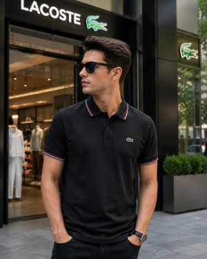 LACOST PREMIUM BLACK POLO TSHIRT PREMIUM QUALITY 