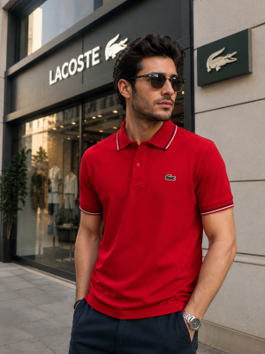 LACOST PREMIUM RED POLO TSHIRT PREMIUM QUALITY 