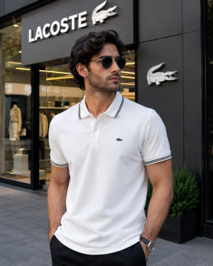 LACOST PREMIUM WHITE POLO TSHIRT PREMIUM QUALITY 
