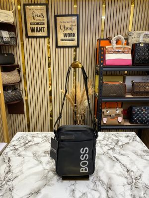 Hugo Bos Mini Crossbody Sling Ba Vertical Black White Logo (E08)
