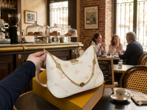 Louiiss_vuittion Vintage Calfskin Croissant Bag with Double Box premium quality