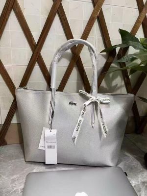 Lacostte Leather Tote Grey Premium With OG Packing