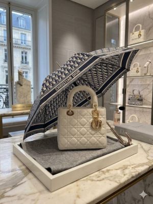 Christiann diior Luxury Medium Lady Bag & Oblique Umbrella Set Combo Set With Box 