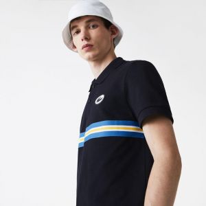 Lacost Black Premium Cotton Lycra Pique fabric Polo Tshirt with Front Design With patch Logo 4343