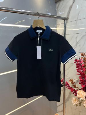 Lacost Black Premium Cotton Lycra Pique fabric Polo Tshirt with Collar&Sleeves Design With Embroidery Logo 4317