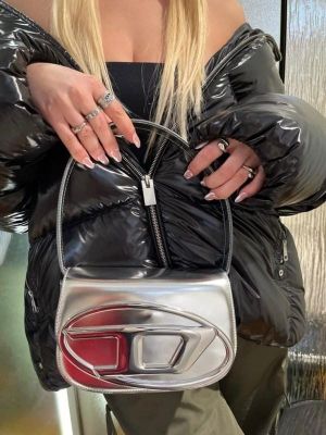 Diessel 1DR Shoulder Bag With OG Box & Dust Bag & Extra Shoulder Strap (Silver - 440)