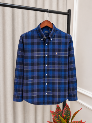Ralp Lauren Imported Navy Checks Premium Oxford Shirt(1334)