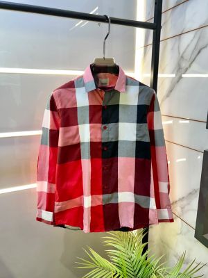 Burberr  Red Premium Checks Shirt With Brand Box Packing and Carry Bag F3759-RE