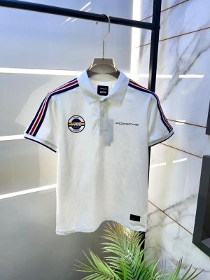 Boss x Porsche Edition White Collar Neck Premium Polo T-shirt F5058-WH