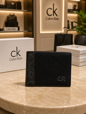 Calvin Klei Logo Black Leather Bi Fold wallet 