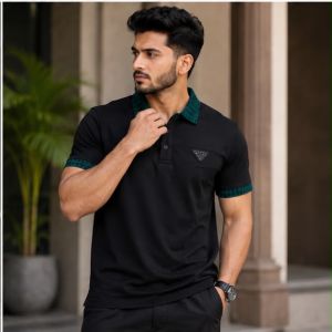 PRAADA PREMIUM GREEN BLACK METAL POLO