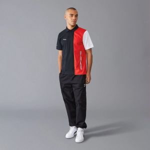Boss x Porsch e Navy Premium Cotton Lycra Pique fabric Polo Tshirt with Front Design and Emboss Logo 4417