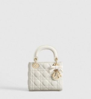 Christian dio mini lady  bag with chain latte cannage lambskin with box 877