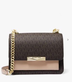 Michael kor Jade logo print sling bag with chain strap and box 492
