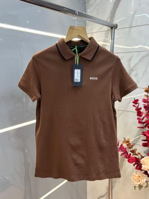 Boss Brown Premium Imported Compact Yarn 240 GSM Interlock Fabric Polo Tshirt with Collar design with Embross logo 4333