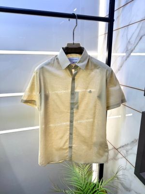 Calvi Klein Beige Linen Half Sleeves Super Premium Shirt F3958-BE