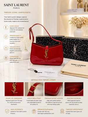 YSL SAINT LAURENT SHOULDER BAG RED SLEEK LEATHER PREMIUM WITH OG BOX
