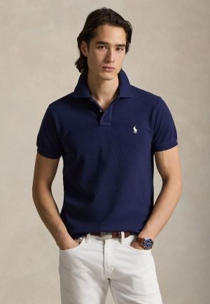 Ralp Lauren Navy Polo Premium Collar Neck T-shirt F3705-NY