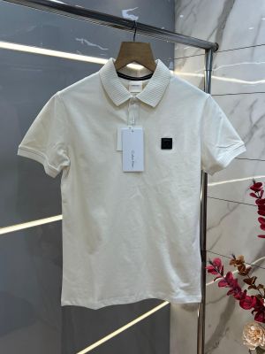 Calvin klei Cream Premium Cotton Lycra Pique fabric Polo Tshirt with Plain Design and Metal Logo 4338