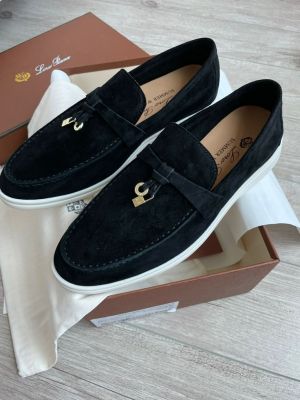 LORO PIANA MENS SUMMER WALK LOAFERS Black White