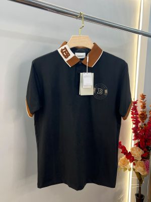 Burberr Black Premium Imported Compact Yarn 240 GSM Interlock Fabric Polo Tshirt with Collar design with Emboss logo 4401