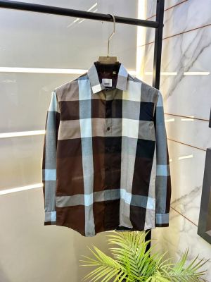 Burberr  Brown Premium Checks Shirt With Brand Box Packing and Carry Bag F3759-BR