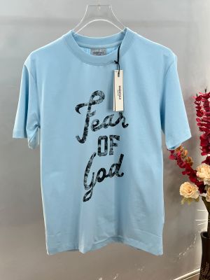 Essentia sky blue Premium Imported 240 GSM Interlock Lycra Fabric Round neck Oversized Tshirt with Front and Back Print 4421