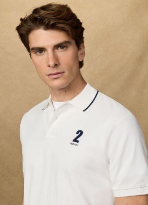 Hacket White Premium Polo Tshirt With 240 gsm interlock cotton lycra fabric and Collar Design & Embroidery Logo 4308