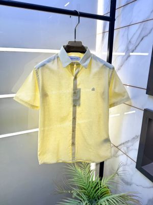 Calvi Klein Yellow Linen Half Sleeves Super Premium Shirt F3958-YE