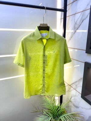 Calvi Klein Green Linen Half Sleeves Super Premium Shirt F3958-GR