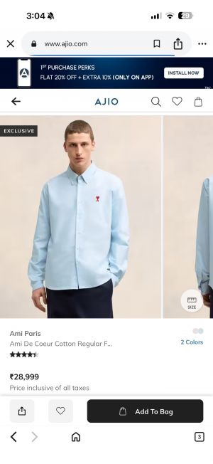 Ami Paris imported Primium Full Sleeves Shirt Sky Blue