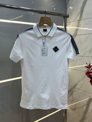 Hacket White Premium Imported Compact Yarn 240 GSM Interlock Fabric Polo Tshirt with Shoulder Design and Patch Logo 4302