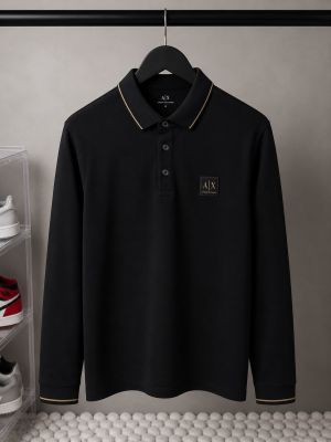 Arman_ Exchange Premium Long Sleeve Polo T-Shirt Black 1072