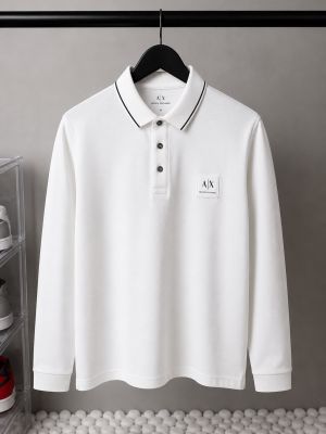 Arman_ Exchange Premium Long Sleeves Polo T-Shirt White 1071