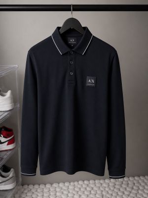 Arman_ Exchange Long Sleeve Polo T-Shirt Blue 1073