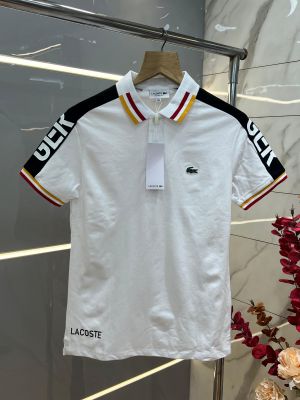 Lacost Cream Premium Cotton Lycra Pique fabric Polo Tshirt with Collar&Shoulder Design With Embroidery Logo 4344