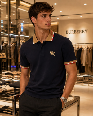 BURBERR BLUE PREMIUM POLO TSHIRT PREMIUM QUALITY 