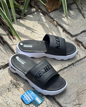 Skecherrs Massage Fit Slides Black White