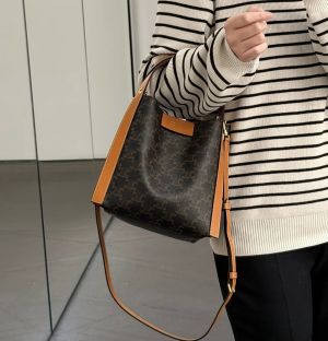 Celinee_ Small Cube Bag in Triomphe Canvas and natural calfskin Bag with Dust Cover premium quality