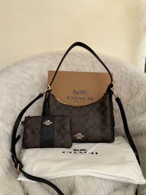 Coacch Laurel Mini Coffee Black Combo With Wristlet Pouch Original Box Dustcover Tags